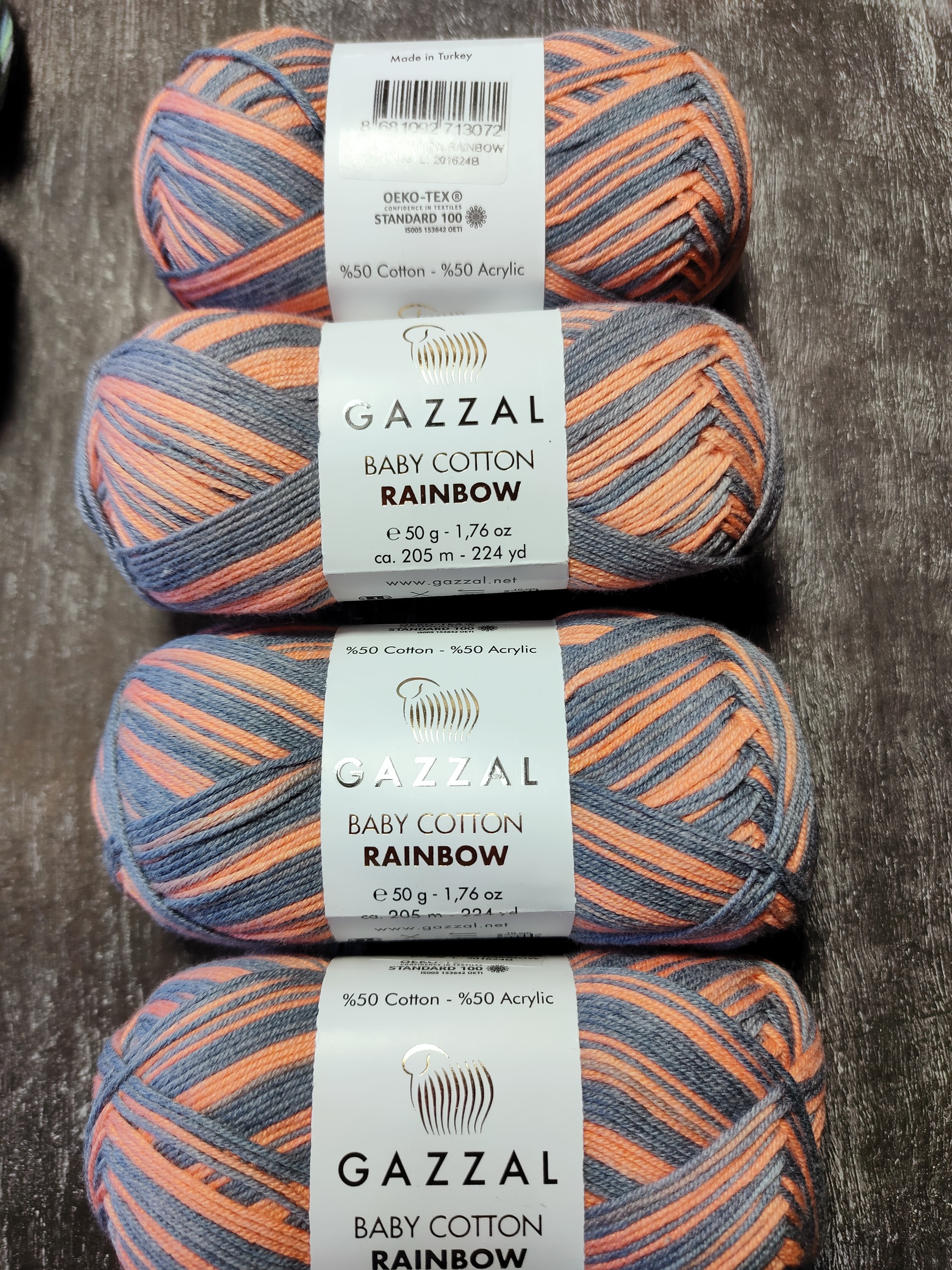пряжа Gazzal Baby Cotton Rainbow в наличии и на заказ