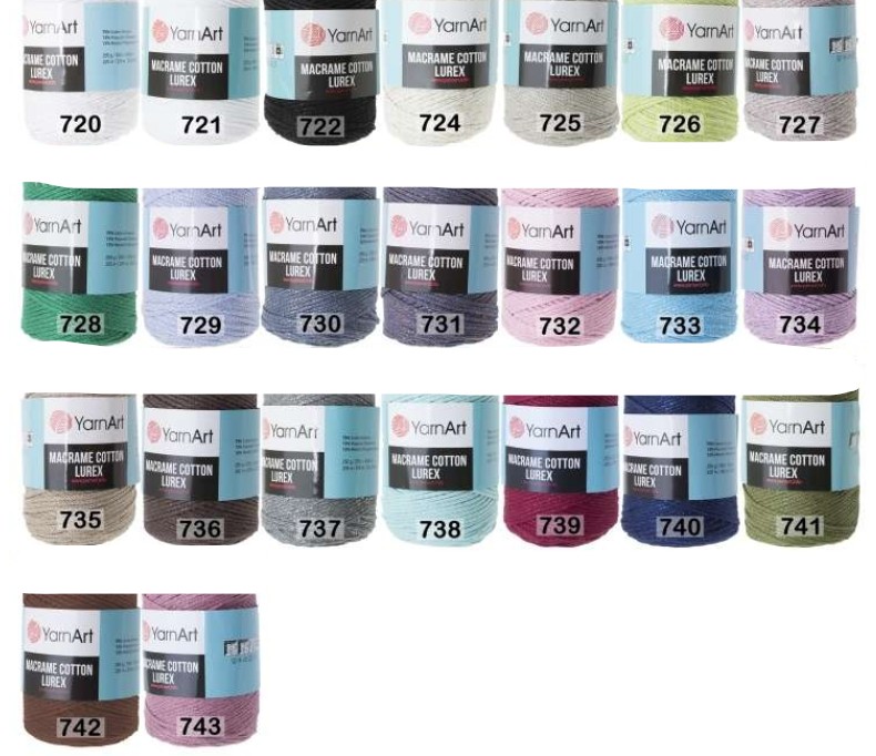 Палитра Yarnart Macrame Cotton Lurex